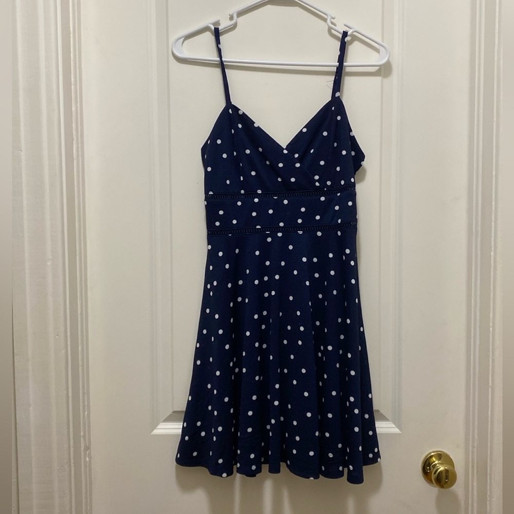 Jun & Ivy Francesca’s dress size S blue and white polka dot
